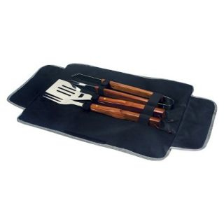 Picnic Time BBQ Tote   Black/Silver 3 Pc Tool Set with Tote