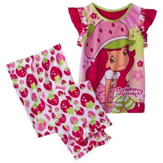 Strawberry Shortcake Girls 2 Piece Short Sleeve Pajama Set   Pink 6