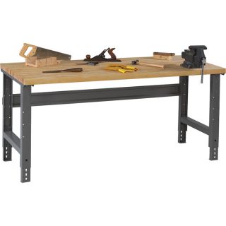 Tennsco Adjustable Workbench   Wood Top, 72 Inch W x 36 Inch D, Medium Gray,