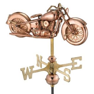 Good Directions Motorcycle Garden Weathervane   Polished Copper w/Roof Mount