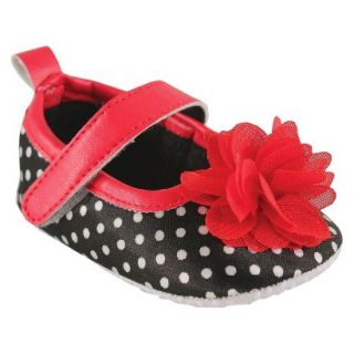 Luvable Friends Infant Girls Dot Mary Jane Shoe   Black/Red 12 18 M