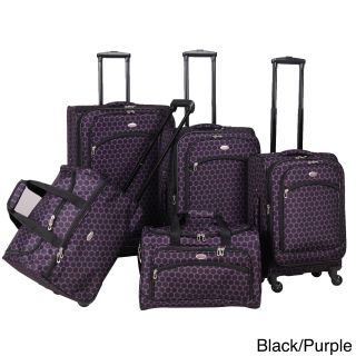 Favo Collection 5 piece Polka Dot Spinner Luggage Set