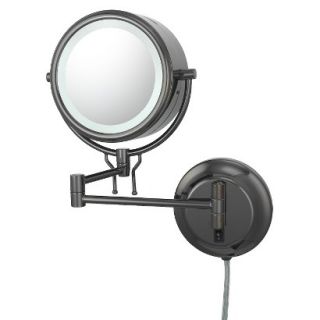 Mirror Image Contemporary Plug in, Double sided 5X/1X Wall Mirror   Black Nickel