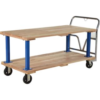 Vestil Double Decker Hardwood Platform Cart   1,600 Lb. Capacity, 60 Inch L x