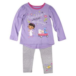 Disney Infant Toddler Girls Doc McStuffins Top and Bottom Set   Purple 4T