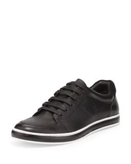 Brand Image Perforated Leather Sneaker, Black