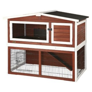 Rabbit Hutch with Peaked Roof   brown/white   Medium