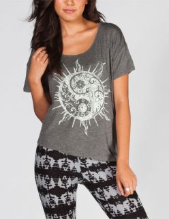 Yin Yang Womens Tie Side Tee Charcoal In Sizes X Large, Large, Medium