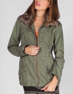Faux Fur Trim Womens Anorak Jacket Olive In Sizes X Large, Small, Large,