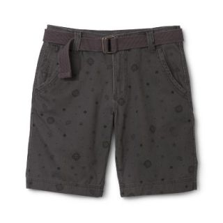Mossimo Supply Co. Mens Belted Flat Front Shorts   Gray Patina Print 26