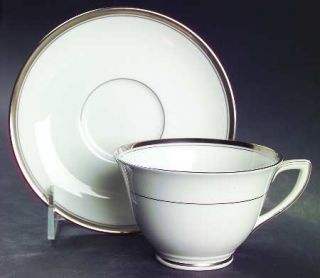 Royal Worcester Viceroy Platinum Footed Cup & Saucer Set, Fine China Dinnerware