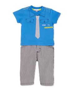 Urban Squad Graphic Tee, Striped Pants & Socks Set, 3 9 Months