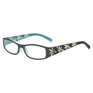 ICU Blue Etched Floral Rhinestones Reading Glasses with Case   +1.5