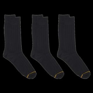 Auro a GoldToe Brand Mens 3 Pack Ribbed Socks   Black