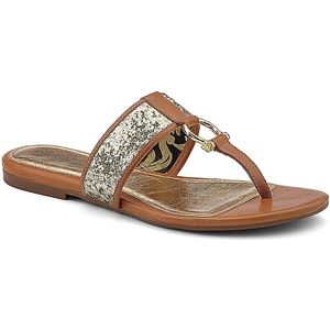 Sperry Top Sider Womens Carlin Gold Glitter Cognac Sandals, Size 9 M   9288598