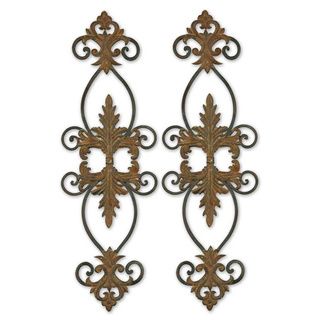Lacole Distressed Rust Brown Metal Wall Art (set Of 2)