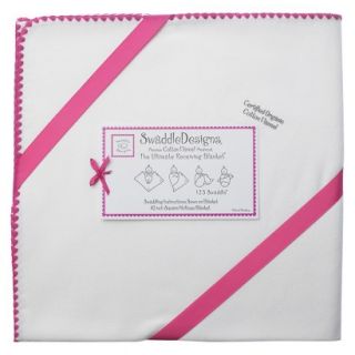 Swaddle Designs Organic Ultimate Receiving Blanket   Ivory with Fucshia Trim