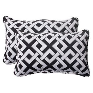 Outdoor 2 Piece Rectangular Toss Pillow Set/White Boxed In Geometric