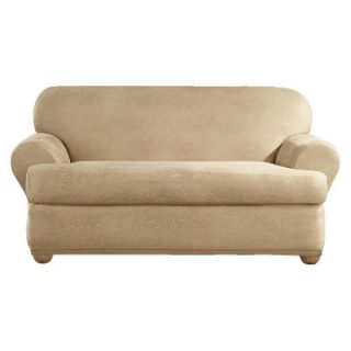 Sure Fit Stretch Leather 2pc. T Loveseat Slipcover   Camel