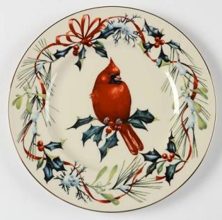 Lenox China Winter Greetings Accent Luncheon Plate, Fine China Dinnerware   Red