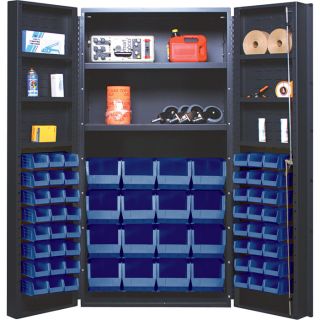 Quantum Storage Cabinet With 64 Bins   36 Inch x 24 Inch x 72 Inch Size, Blue