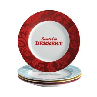CAKE BOSS Cake Boss Set of 4 Porcelain Dessert Plates   Patterns & Quotes