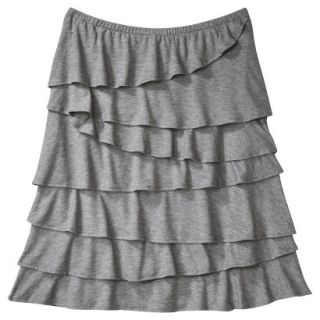 Merona Womens Knit Ruffle Skirt   Heather Gray   XXL
