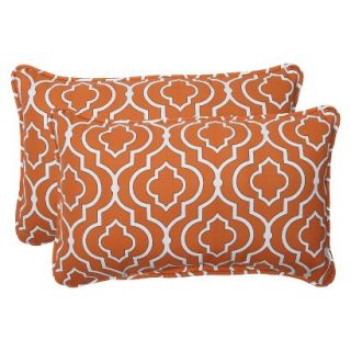 Outdoor 2 Piece Rectangular Throw Pillow Set   Orange/White Starlet