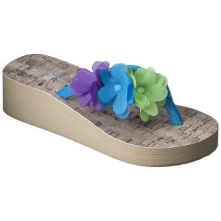 Girls Wedge Flip Flop Sandals   Blue 3 4