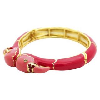 Womens Fashion Flamengo Cuff Bracelet with Stones   Gold/Pink