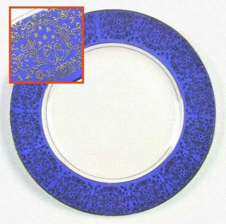 Homer Laughlin  Hlc344 Dinner Plate, Fine China Dinnerware   Blue Border, Gold F