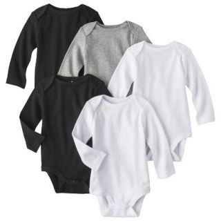 Circo Newborn 5 Pack Long sleeve Bodysuit   White/Grey/Black 3 6 M