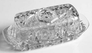 Anchor Hocking Prescut Clear Quarter Pound Covered Butter   Clear, Pressed Star,