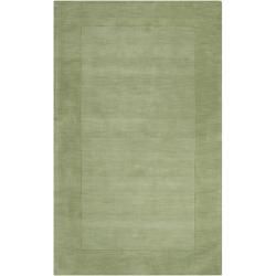 Hand crafted Moss Green Tone on tone Bordered Wool Rug (9 X 13)