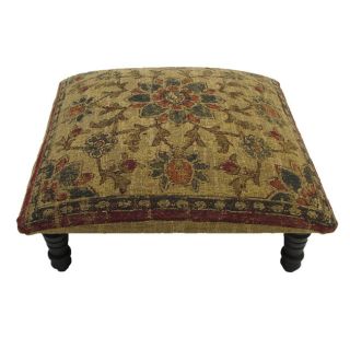 Floral Design Hand woven Tan Footstool
