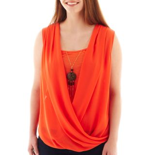 by&by Sleeveless Necklace Top   Plus, Tan