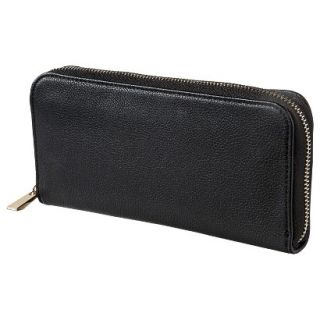 Merona Solid Zip Around Wallet   Black