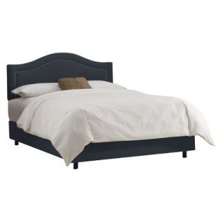 Skyline King Bed Skyline Furniture Merion Inset Nailbutton Bed   Navy