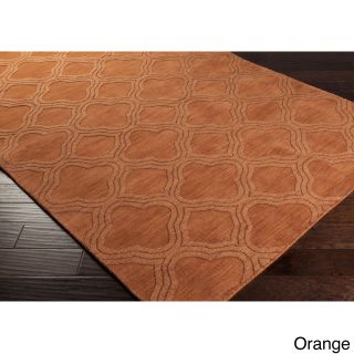 Hand Loomed Canton Casual Solid Tone on tone Moroccan Trellis Wool Area Rug (5 X 8)
