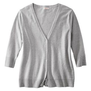 Merona Womens Plus Size 3/4 Sleeve V Neck Cardigan Sweater   Gray 4