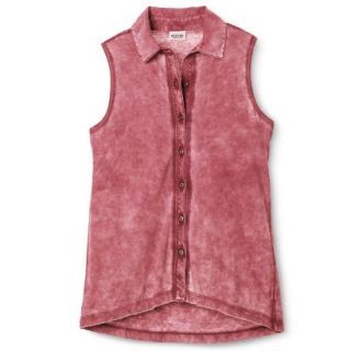 Mossimo Supply Co. Juniors Sleeveless Button Down Top   Washed Red XS(1)