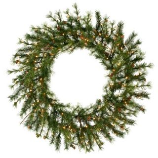 Pre Lit Mixed Country Pine Wreath   Clear Lights (48)