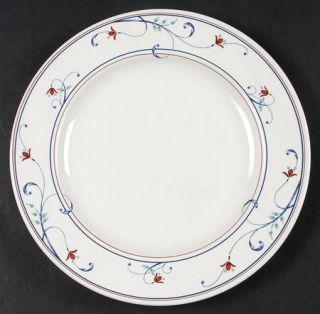 Mikasa Annette Salad Plate, Fine China Dinnerware   Intaglio,Red Flowers,Blue Sc