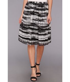 Calvin Klein Printed Pinktuck Polyester Chiffon Skirt Womens Skirt (Black)