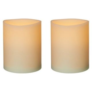 2pk Ivory Indoor/Outdoor Flameless Candle 3x4 Set