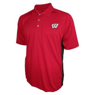 NCAA RED MENS 3BTN POLO WISCONSIN   L