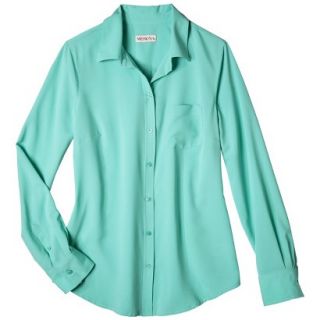 Merona Womens Plus Size Long Sleeve Button Down Shirt   Green 3