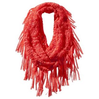 Mad Love Solid Infinity Scarf with Fringe   Orange