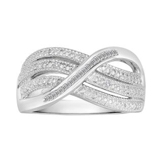 1/10 CT T.W. Diamond Sterling Silver Crossover Ring, Womens
