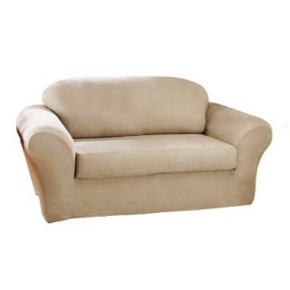 Sure Fit Stretch Suede Loveseat Slipcover   Oatmeal